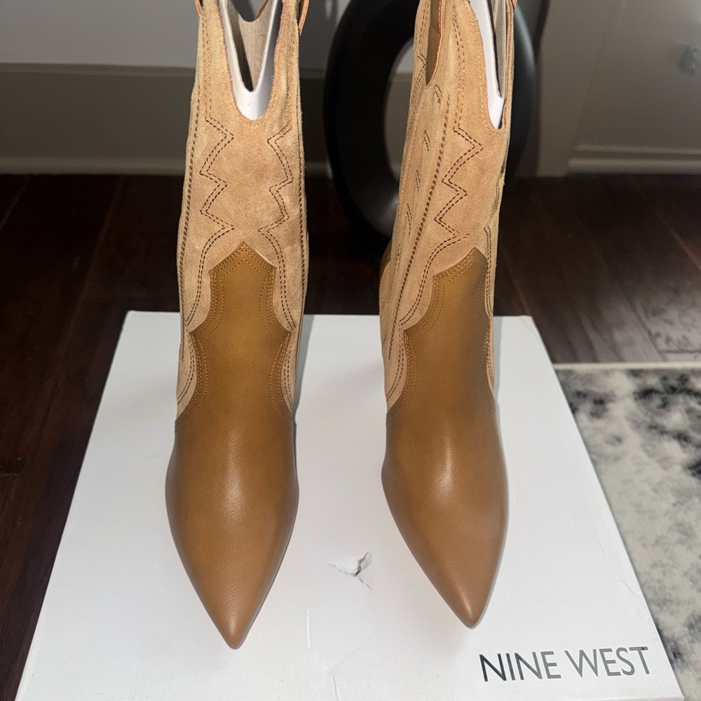 Nine West Tan and Brown Heeled Boots